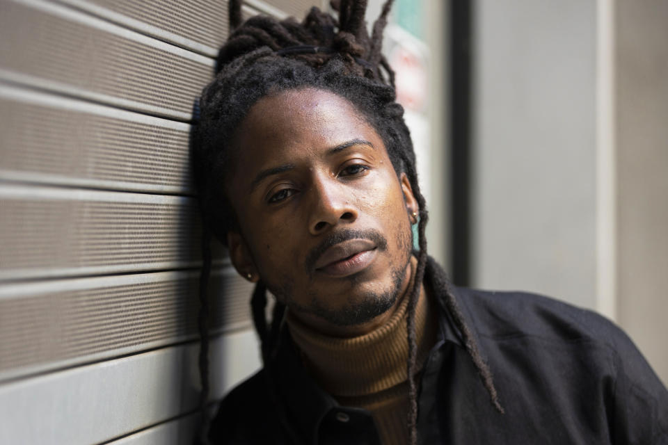 Rapper D Smoke poses for a portrait in Los Angeles on Saturday, Dec. 26, 2020. The rapper and school teacher is nominated for two Grammy Awards, one for best rap album for "Black Habits," and one for best new artist. The 63rd Annual Grammy Awards will be held on Sunday, March 14. (Willy Sanjuan/Invision/AP)