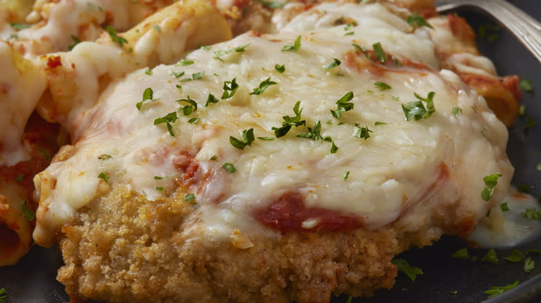 close up of chicken parmesan