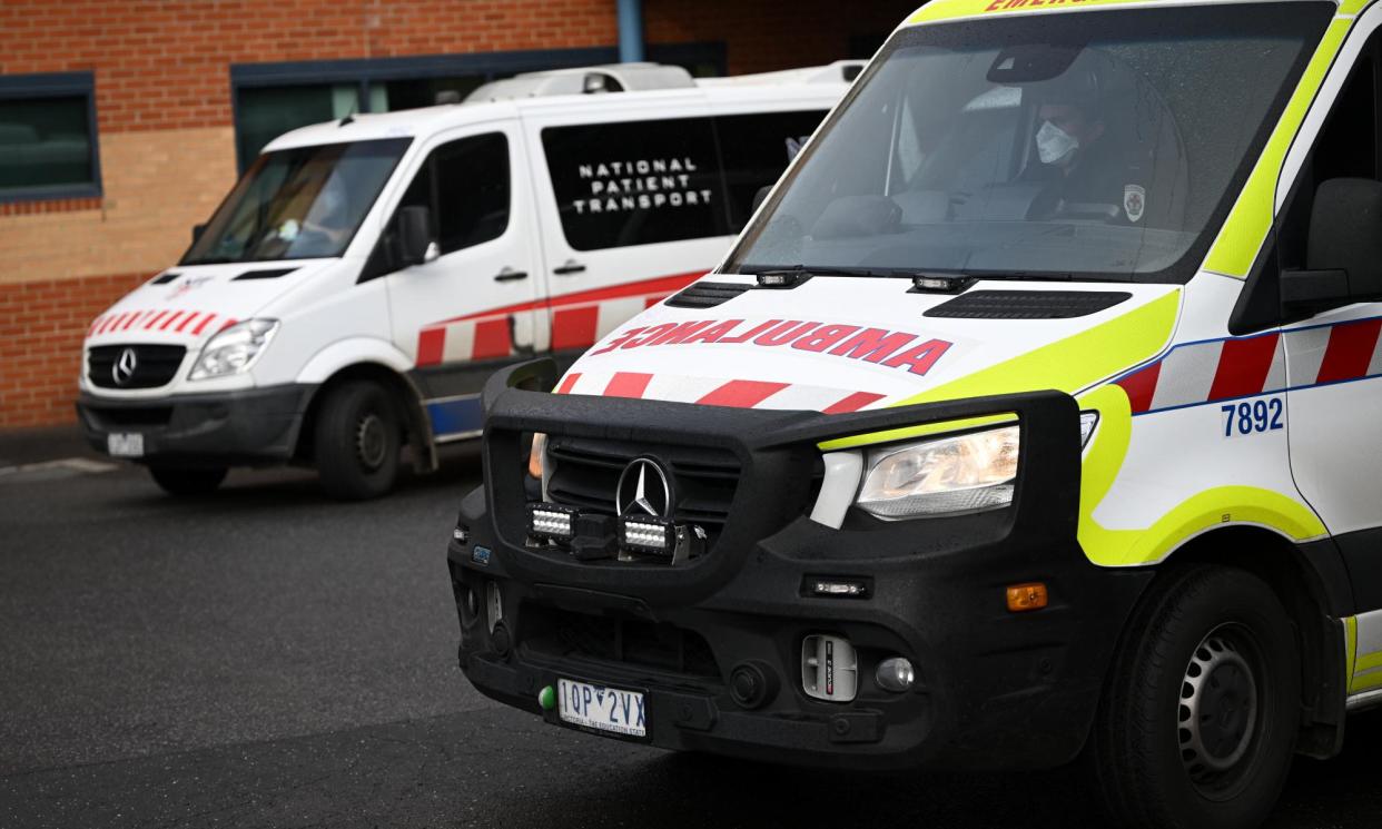 <span>Paul Hogan was taken to hospital with critical head injuries after falling from the roof of St Margaret Mary’s Spotswood.</span><span>Photograph: Joel Carrett/AAP</span>
