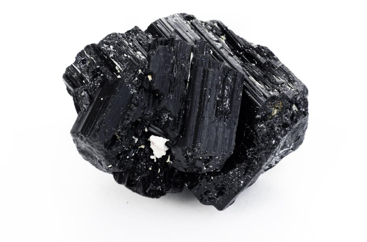 extreme close up of black tourmaline mineral