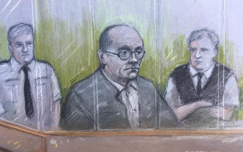 Russell Bishop in the dock at the Old Bailey, London, when he was on trial for the second time for the murders of nine-year-olds Karen Hadaway and Nicola Fellows - PA/Elizabeth Cook