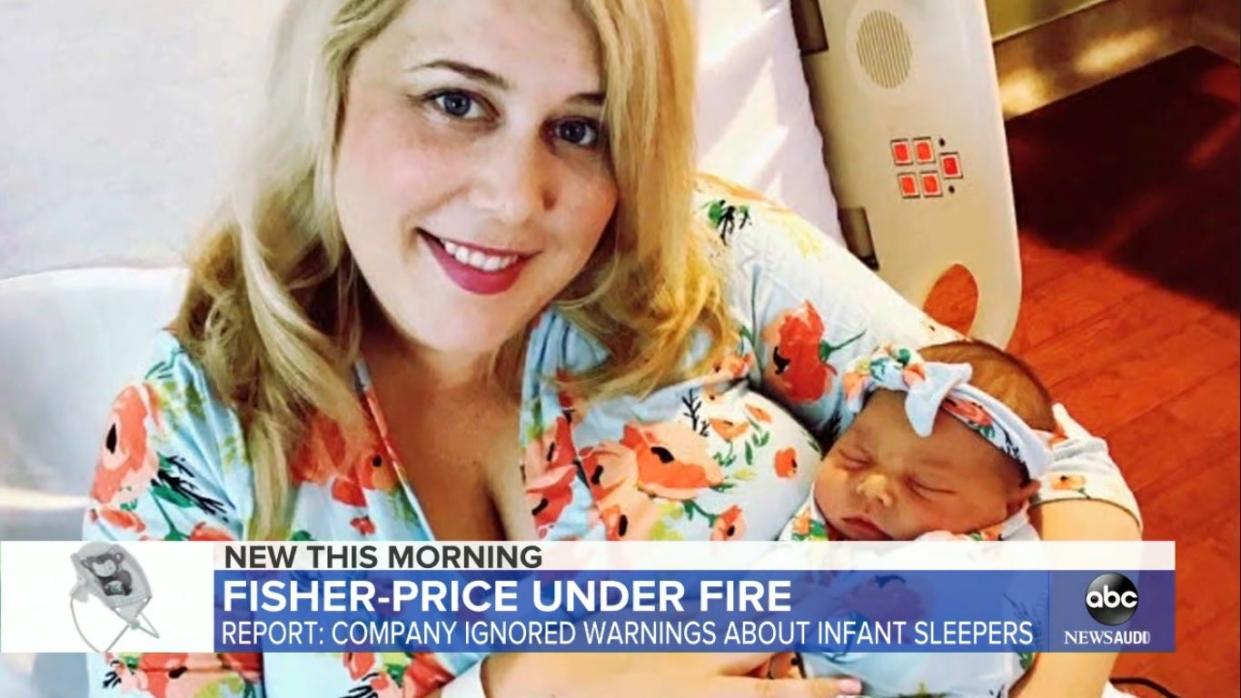 File image of Erika Richter with her daughter Emma, who died in a Fisher-Price Rock ‘n Play Sleeper in 2018  (ABC news)