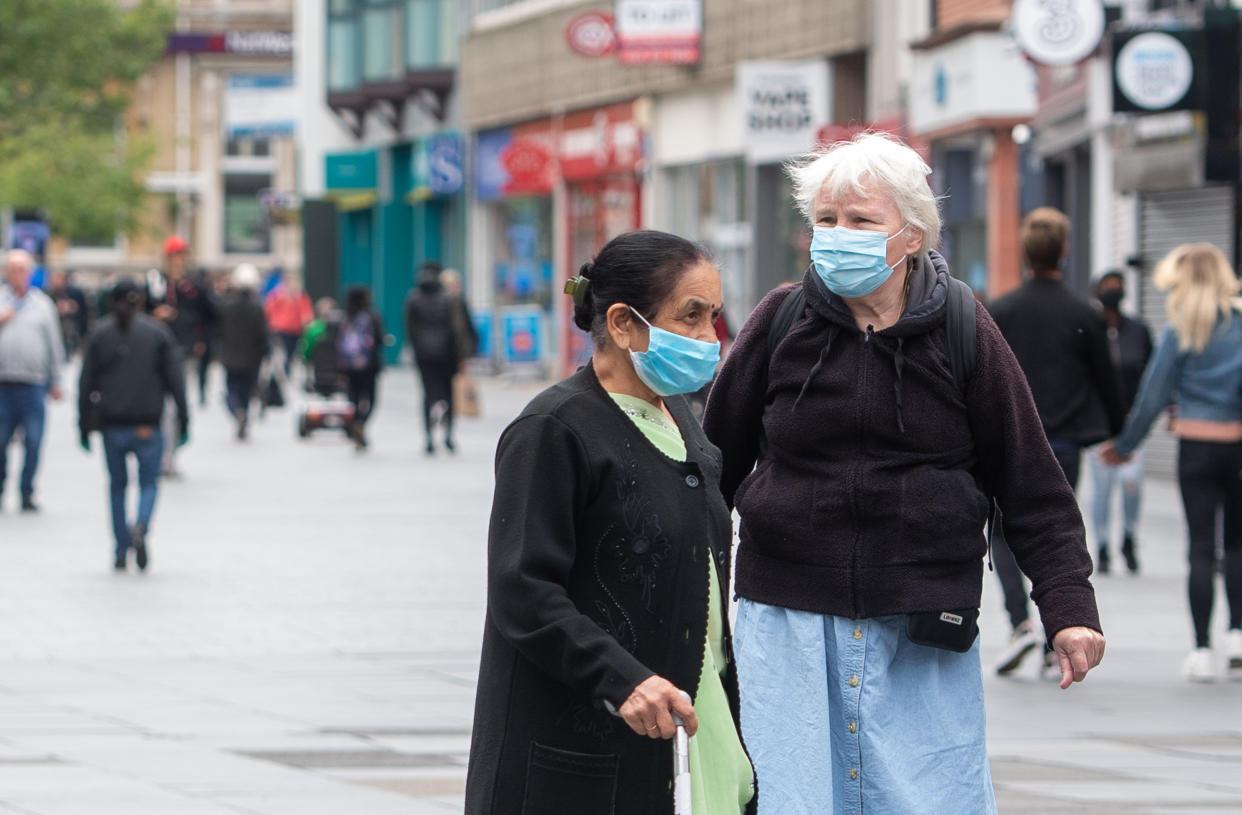 People in the centre of Leicester after the Health Secretary Matt Hancock imposed a local lockdown following a spike in coronavirus cases in the city.