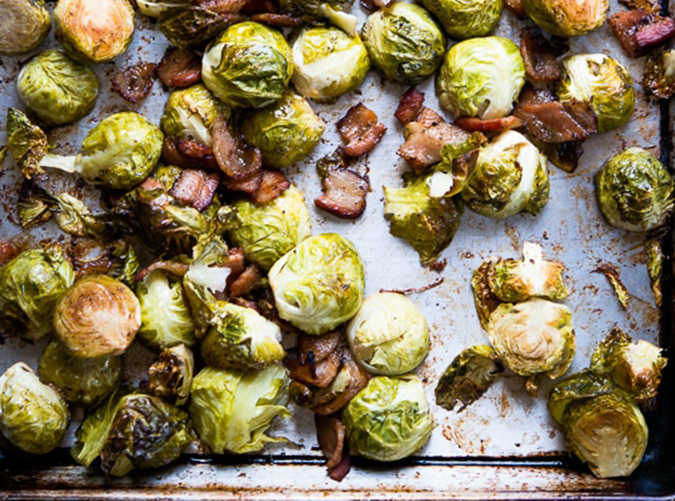 Sheet-Pan Brussels Sprouts with Bacon and Garlic