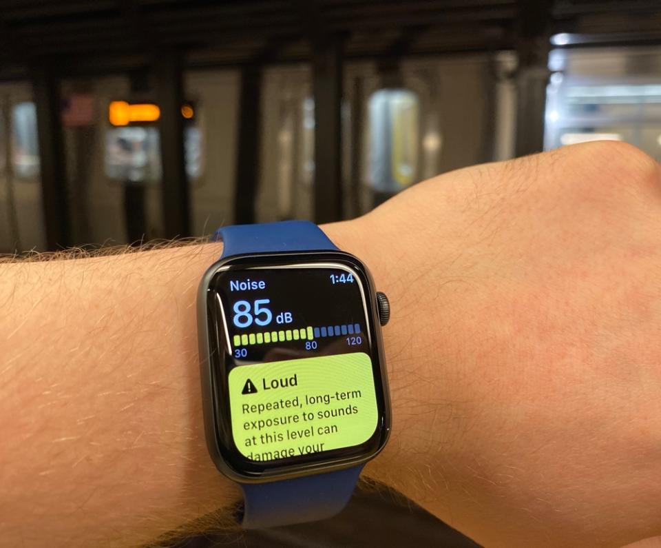 The Apple Watch Series 5's Noise app lets you know if you're in an environment that could hurt your hearing in the long term, such as this subway station. (Image: Howley)