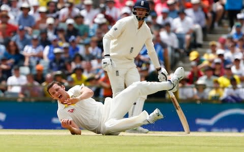 Hazlewood swoops to catch Cook  - Credit: Jason O'Brien/PA Wire