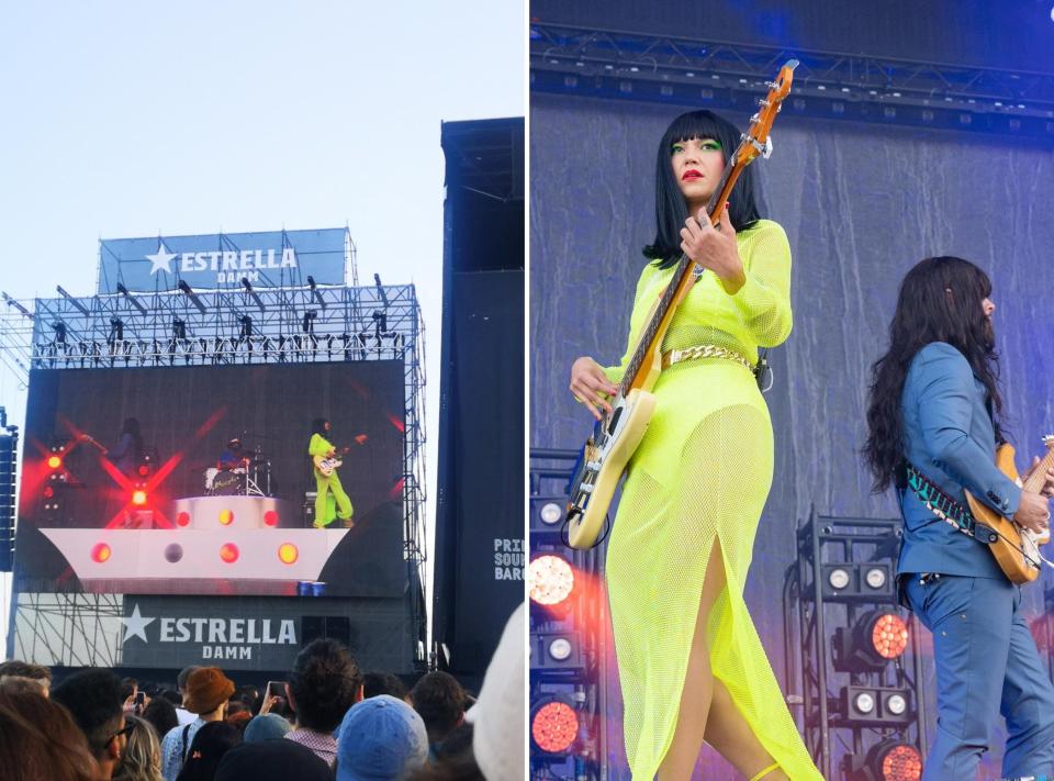 Musical trio Khruangbin performing on the first night of Primavera Sound Weekend 2.