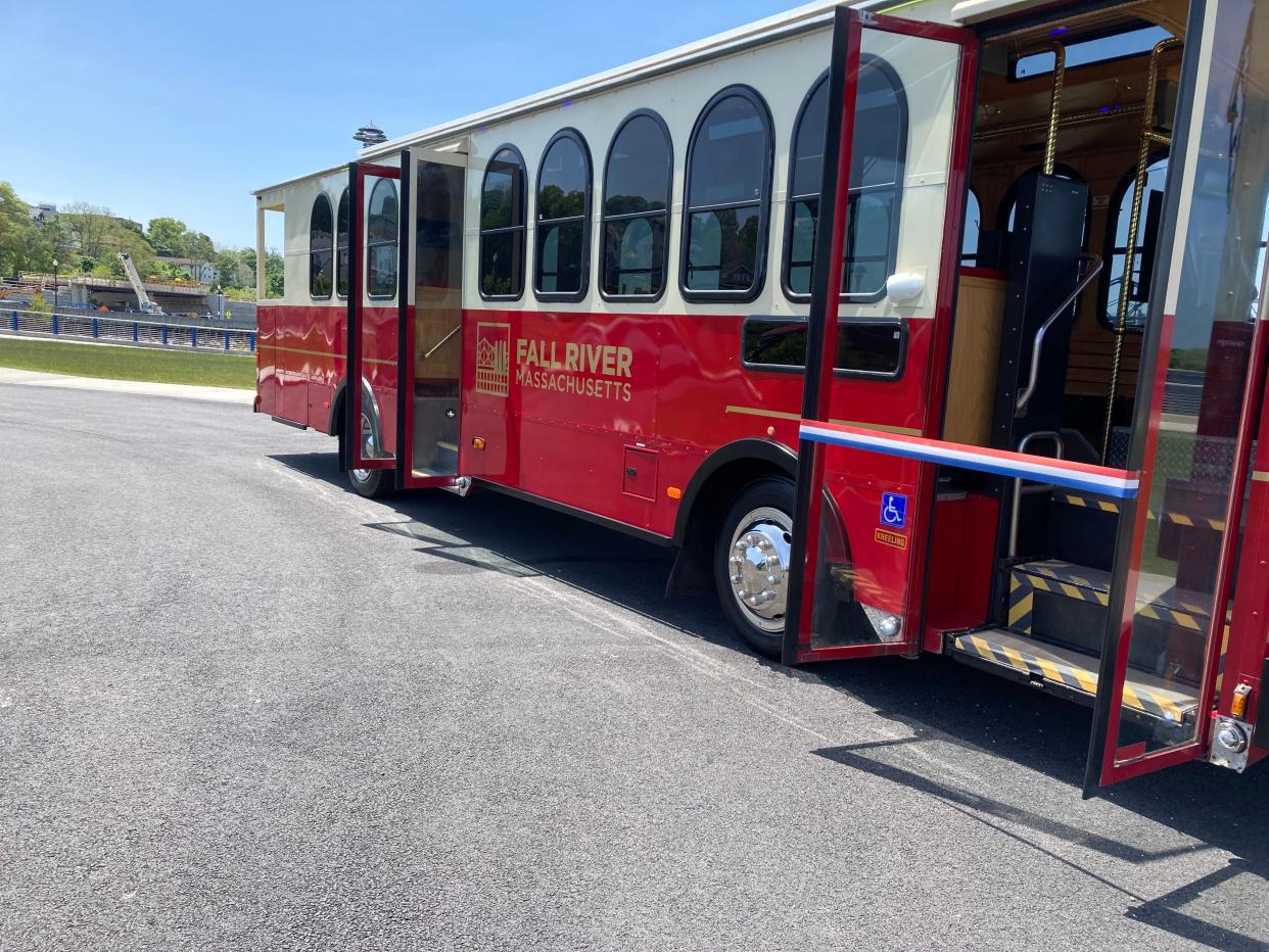 Tuesday's ribbon cutting for the city's new trolley.