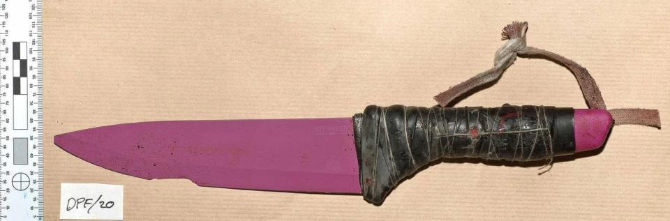 One of the knives used by the trio  - Credit:  LONDON METROPOLITAN POLICE HANDOUT