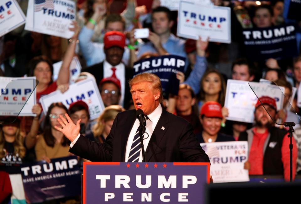 Republican presidential nominee Donald Trump speaks at his final campaign event at the Devos Place in Grand Rapids, Michigan, U.S. November 8, 2016. (Photo: Rebecca Cook/Reuters)