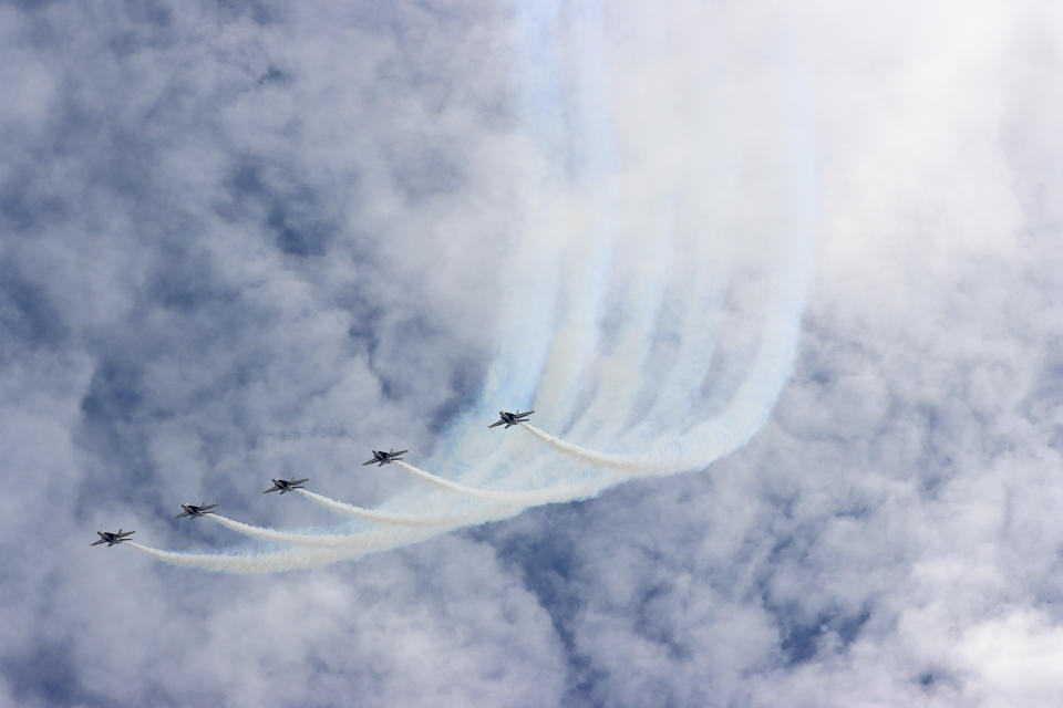 This image released by Amazon Prime shows a scene from the documentary "The Blue Angels." (Rob Stone/Amazon Prime via AP)