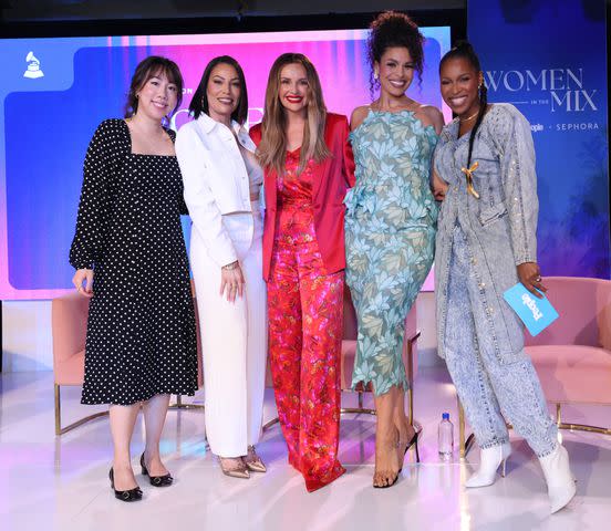 <p>Anna Webber/Getty</p> Melody Chiu, Marcella Araica, Carly Pearce, Jordin Sparks, Janine Rubenstein at Women In The Mix event