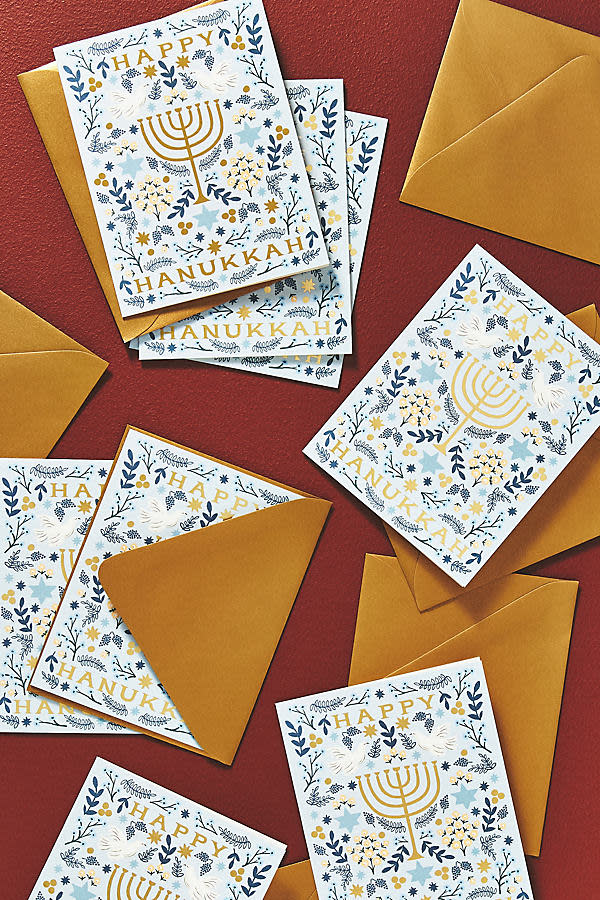 <p><a href="https://go.redirectingat.com?id=74968X1596630&url=https%3A%2F%2Fwww.anthropologie.com%2Fshop%2Frifle-paper-co-hanukkah-greeting-cards-set-of-8&sref=https%3A%2F%2Fwww.thepioneerwoman.com%2Fholidays-celebrations%2Fgifts%2Fg45825939%2Fhanukkah-gifts%2F" rel="nofollow noopener" target="_blank" data-ylk="slk:Shop Now;elm:context_link;itc:0;sec:content-canvas" class="link ">Shop Now</a></p><p>Rifle Paper Co. Hanukkah Greeting Cards</p><p>anthropologie.com</p><p>$24.00</p>