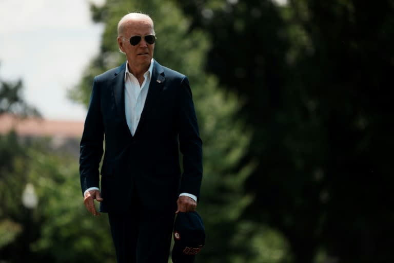 El presidente Joe Biden llega a la Casa Blanca tras una estancia en la residencia oficial de Camp David, el 28 de julio de 2024 en Washington (Kent Nishimura)