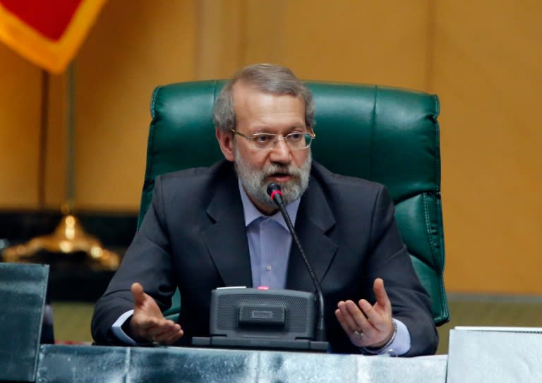 Ali Larijani in Tehran on May 29, 2016 after he retained the speakership of Iran's parliament