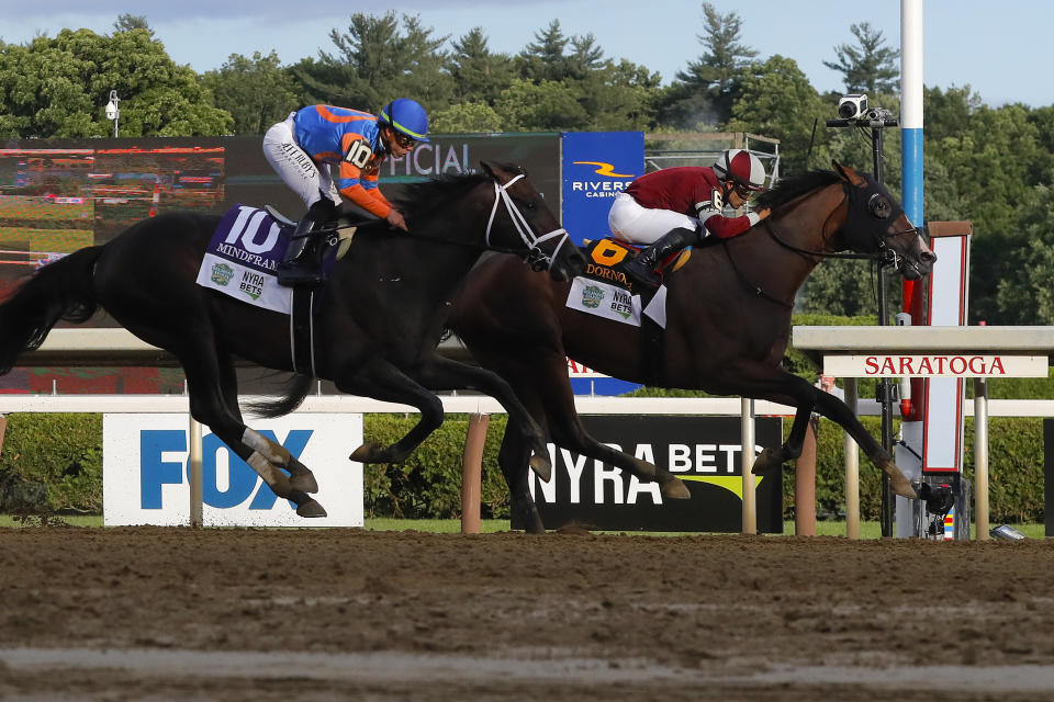 Dornoch pulls off an upset to win the first Belmont Stakes run at