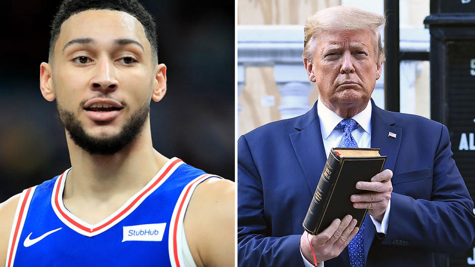 Seen here, NBA star Ben Simmons and American President Donald Trump.