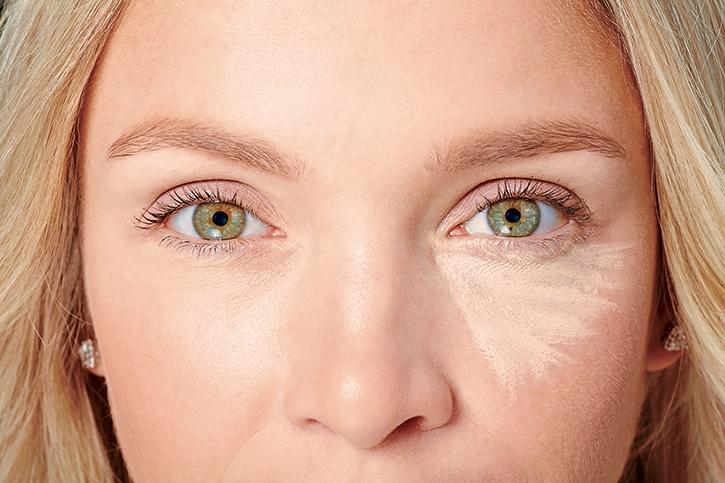 concealer under eye in a triangle application