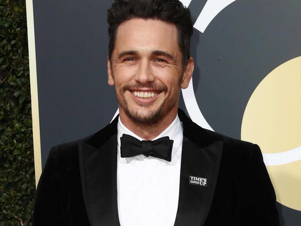 James Franco wearing a 'Time's Up' pin at the Golden Globes (Getty)