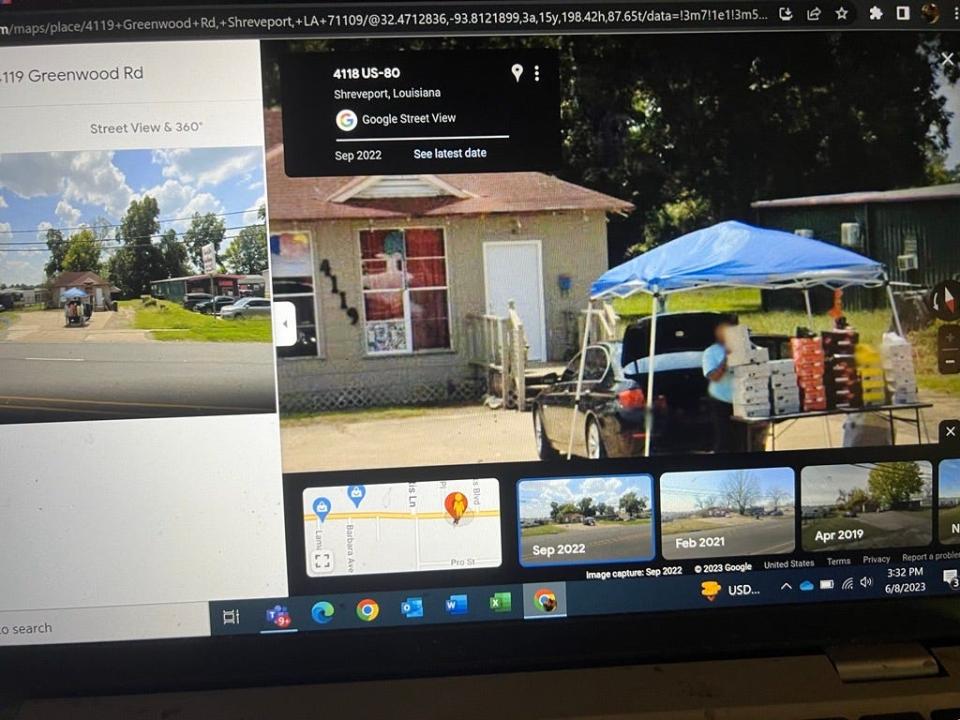 In Sept. 2022, a photograph was taken of Iverson's property with a vehicle and unknown subject outside of the building in what appears to be someone selling items under a tent.