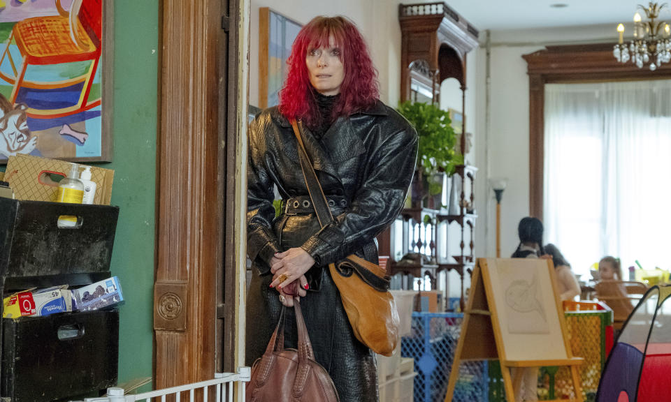 This image released by A24 Films shows Tilda Swinton in a scene from "Problemista." (Jon Pack/A24 via AP)