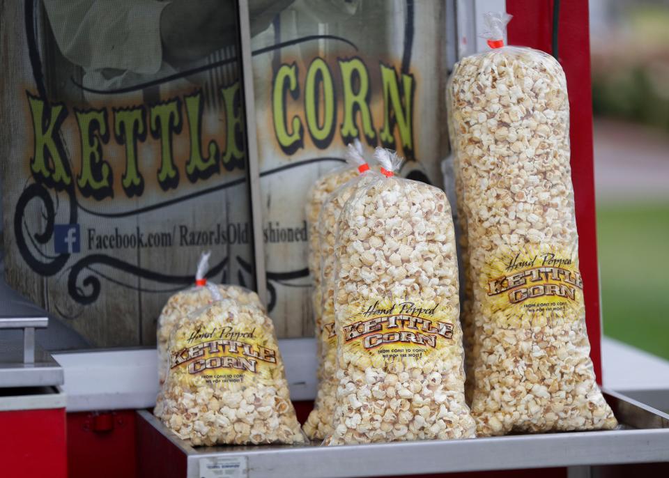 Bags of kettle corn are seen on Aug. 6 at Razor J's Old Fashioned Kettle Corn food truck in Marshfield.