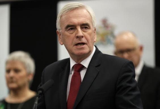 John McDonnell is sticking to the party line by insisting Labour lost the election due to Brexit (AP)