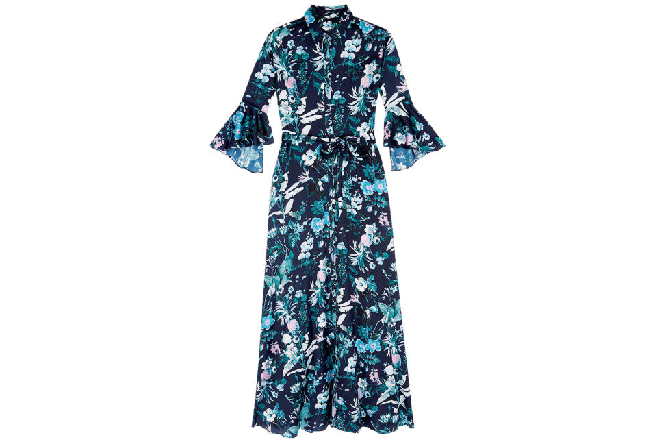 Banana Republic Teal Floral Printed Maxi Dress