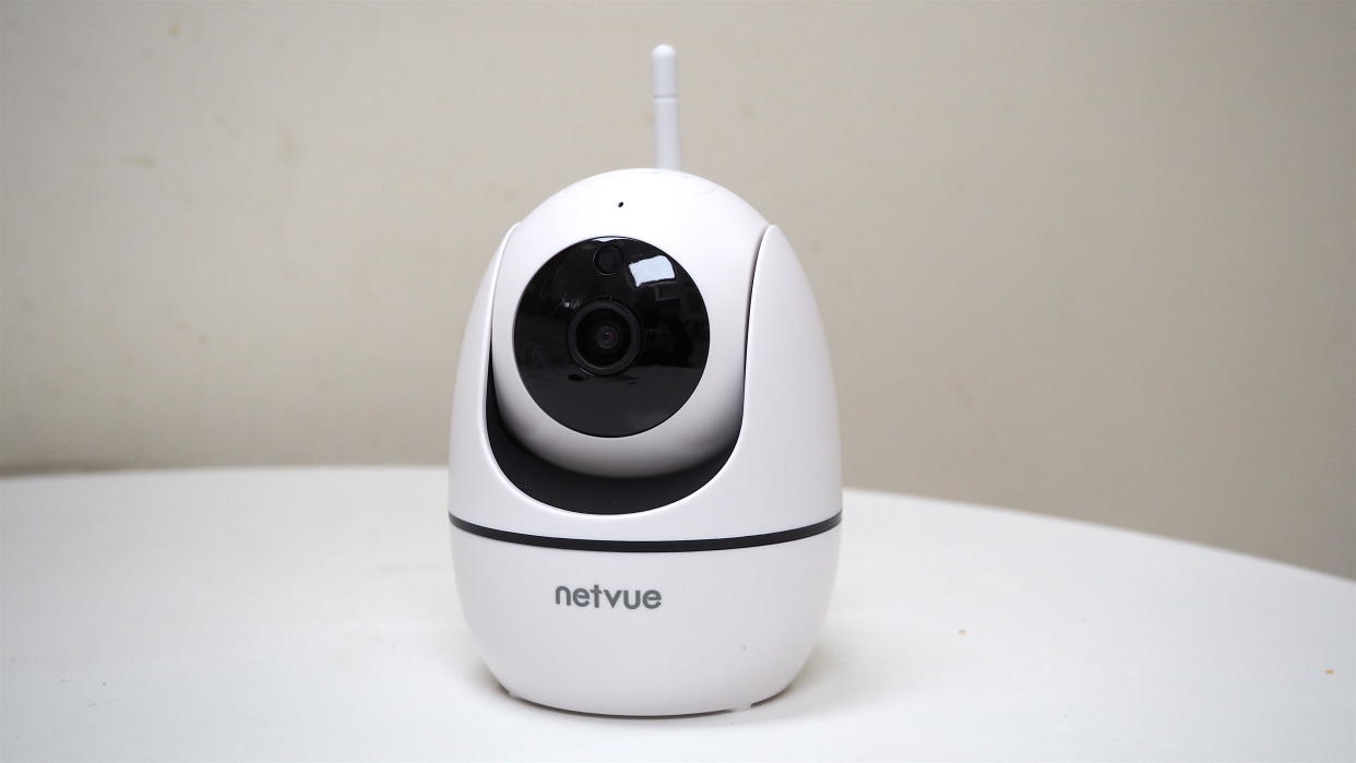  NetVue Orb Mini Home Security Camera on a white surface. 