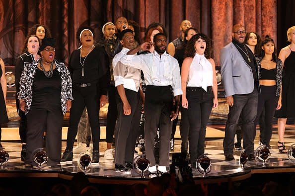 <div class="inline-image__caption"><p>Daniel J. Watts and Jared Grimes perform onstage during the 74th Annual Tony Awards at Winter Garden Theatre on September 26, 2021 in New York City.</p></div> <div class="inline-image__credit">Theo Wargo/Getty Images for Tony Awards Productions</div>