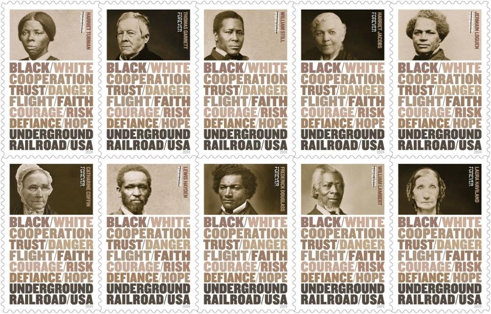 The U.S. Postal Service's Underground Railroad Forever stamps, coming in 2024, include 10 portraits of historic figures who escaped slavery via the network, or helped others escape.