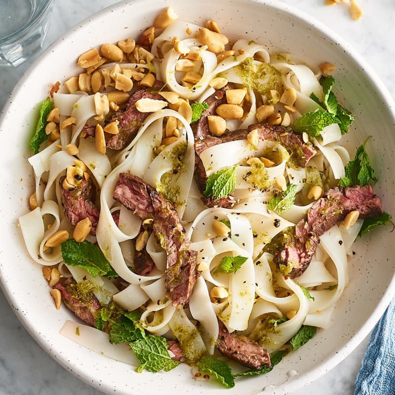 Steak and Rice Noodle Salad with Mint and Peanuts