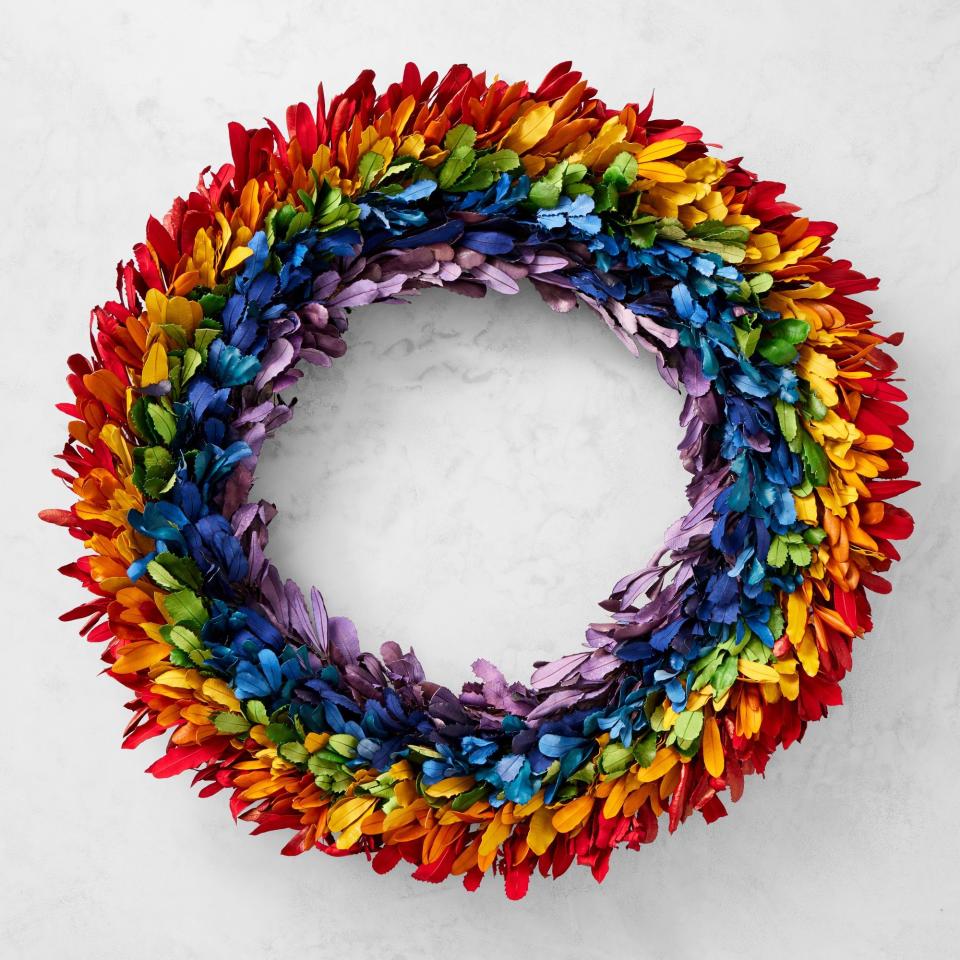 <p><a href="https://go.redirectingat.com?id=74968X1596630&url=https%3A%2F%2Fwww.williams-sonoma.com%2Fproducts%2Fpride-rainbow-wreath%2F&sref=https%3A%2F%2Fwww.housebeautiful.com%2Fshopping%2Fg21272716%2Frainbow-room-decor%2F" rel="nofollow noopener" target="_blank" data-ylk="slk:Shop Now;elm:context_link;itc:0;sec:content-canvas" class="link ">Shop Now</a></p><p>Pride Rainbow Wreath</p><p>$139.95</p><p>williams-sonoma.com</p><span class="copyright">Williams Sonoma</span>