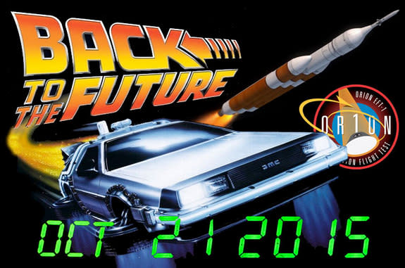 A model of a "Back to the Future" DeLorean time machine lifted off to space in December 2014.