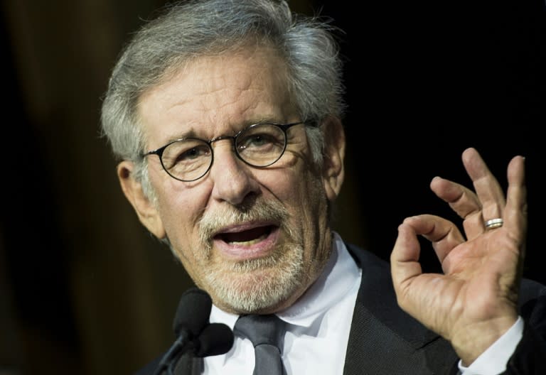 Director Steven Spielberg speaks during the University of Southern California Shoah Foundation Ambassadors for Humanity 20th anniversary dinner on May 7, 2014 in Los Angeles, California