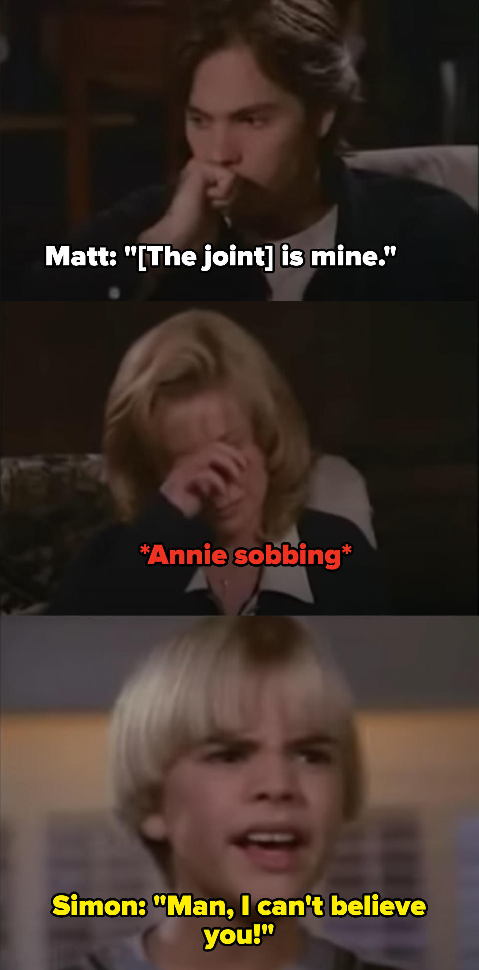 "7th Heaven" scene where Matt gets caught with a joint and the family is devastated