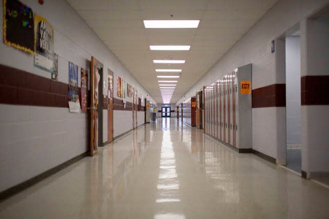 The halls of Spring Hill High School are empty on the second day of a month long closure to prevent the spread of COVID-19 in Tennessee on Wednesday, March 18, 2020.