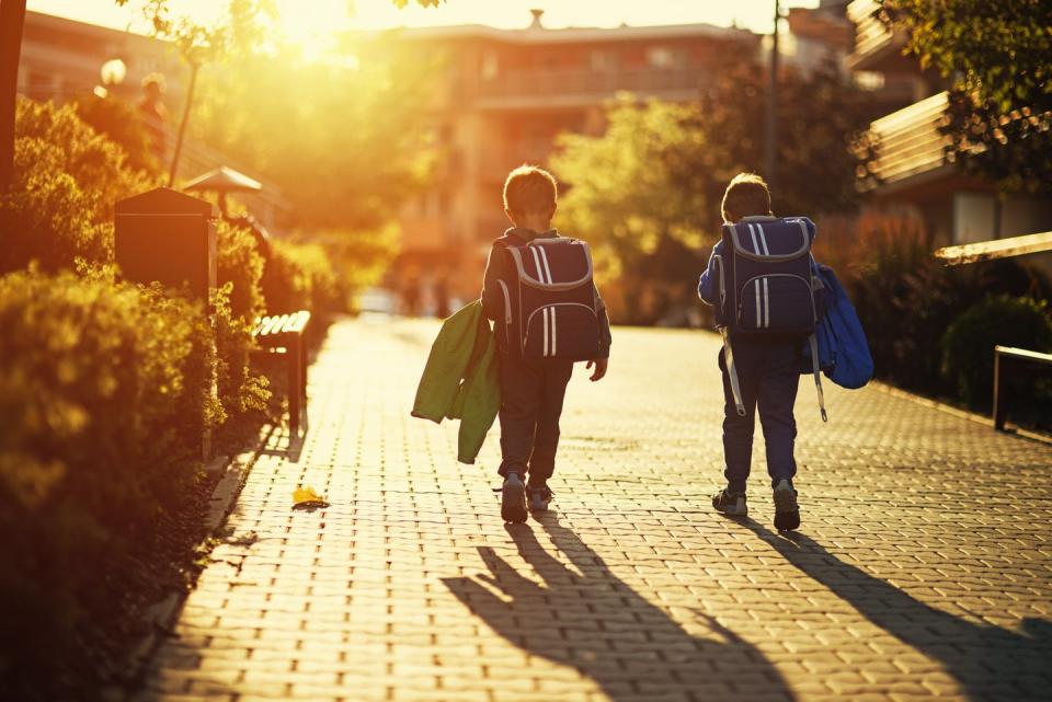 <span class="caption">Boys are often allowed to stray farther from home without adult supervision than girls are.</span> <span class="attribution"><a class="link " href="https://www.gettyimages.com/detail/photo/two-little-boys-returning-from-school-royalty-free-image/578291688?adppopup=true" rel="nofollow noopener" target="_blank" data-ylk="slk:Imgorthand/E+ Collection via Getty Images;elm:context_link;itc:0;sec:content-canvas">Imgorthand/E+ Collection via Getty Images</a></span>