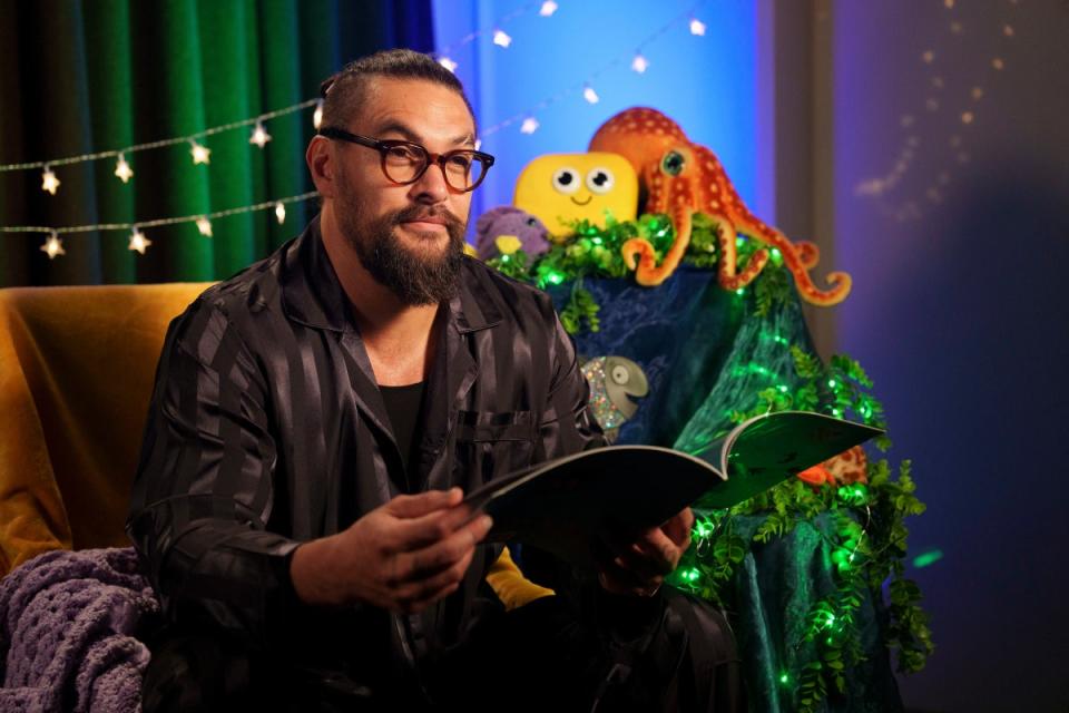 Jason Momoa pictured in his episode of CBeebies Bedtime Story (BBC)