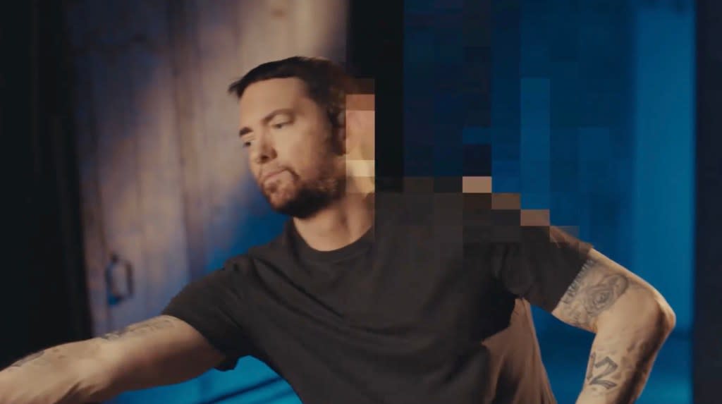 Eminem in the video trailer for “The Death of Slim Shady.” X / @Eminem