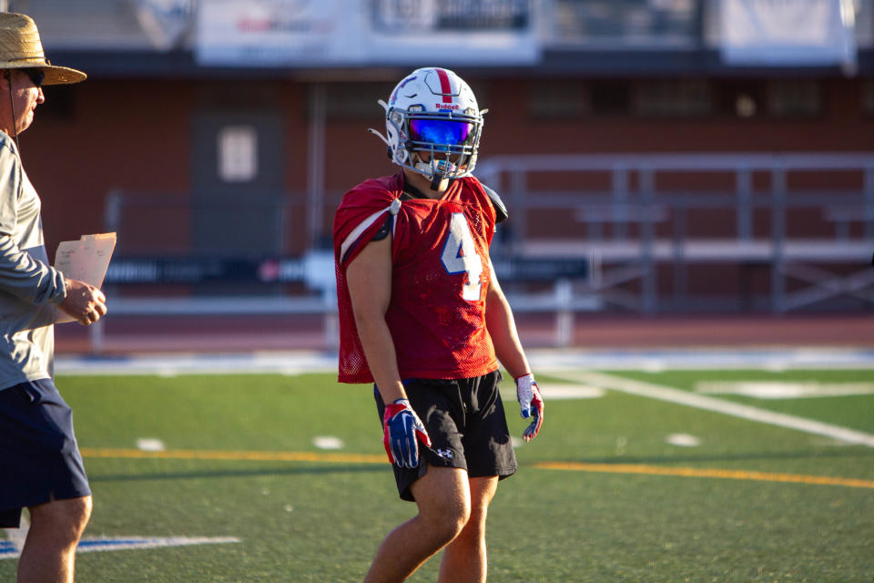 Brady Forst at Arcadia High School football practice in Phoenix on Nov. 13, 2023.