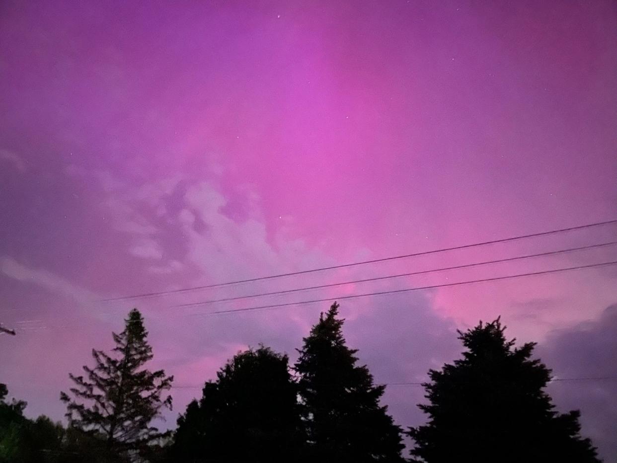 The northern lights, or aurora borealis, as seen in Williamston, Michigan, on Friday, May 10, 2024.