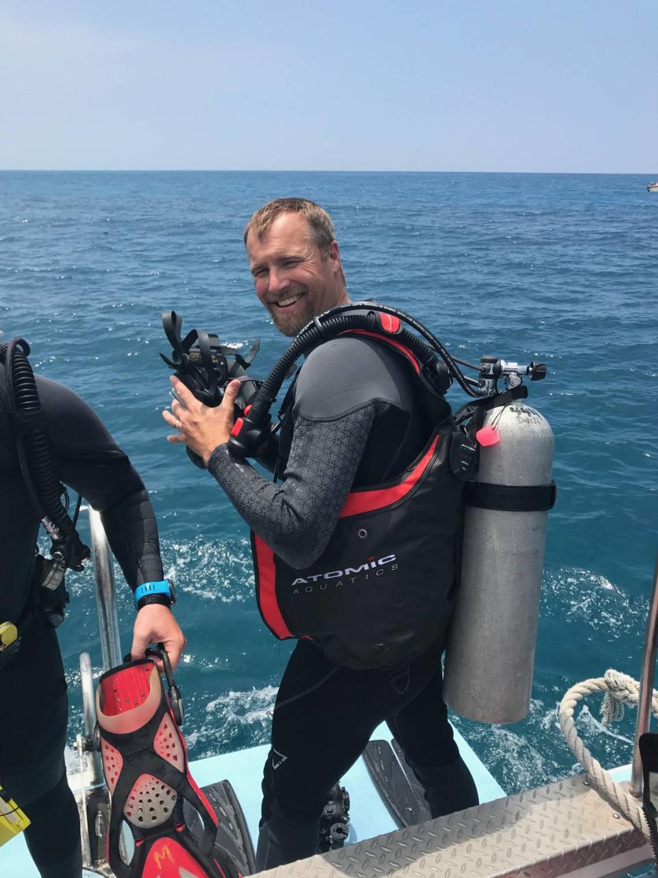 Mike Heithaus, a marine ecologist and dean of FIU’s College of Arts, Sciences & Education, is seen on the waters. He was co-author of of a study on sharks and their roles in the ocean.