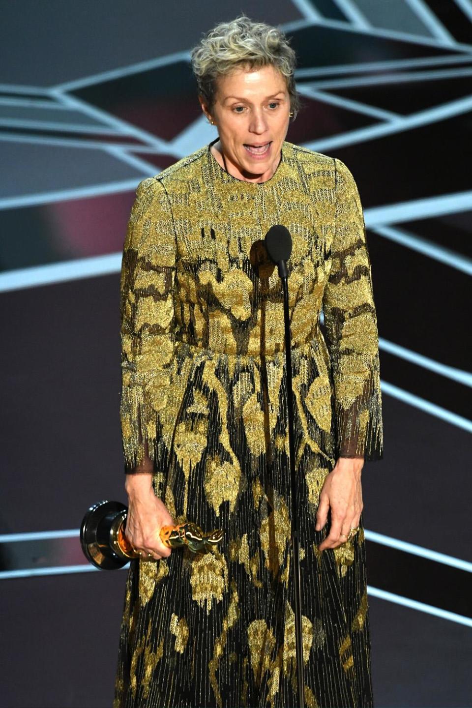 Speaking out: Frances McDormand on stage (Kevin Winter/Getty)