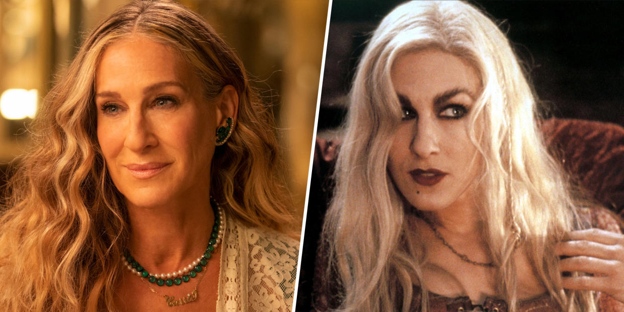 Sarah Jessica Parker in And Just Like That and Hocus Pocus (Craig Blankenhorn / HBO; Maximum Film / Alamy Stock Photo)