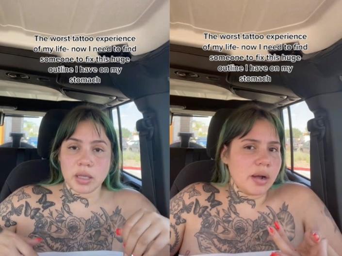Woman reveals she walked out halfway through tattoo after she was body-shamed by artist (TikTok / senoracabrona)