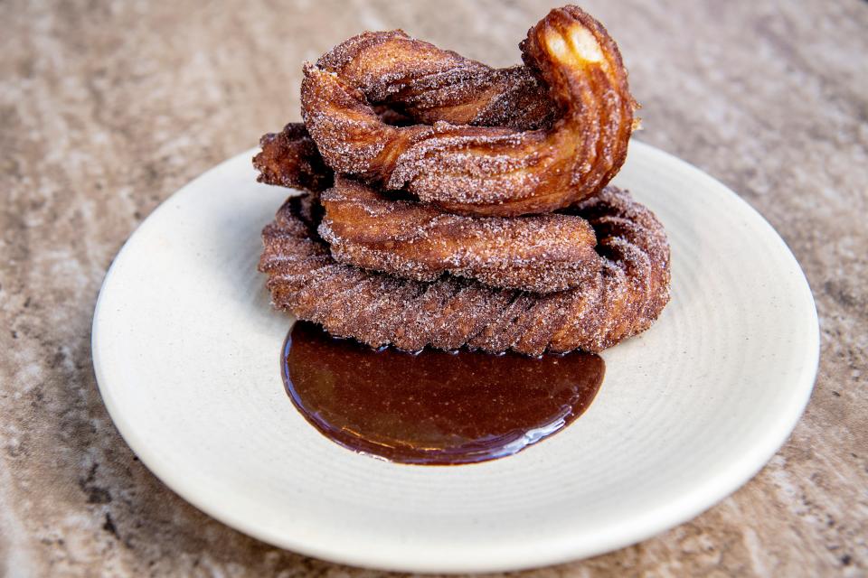 Churros with cherry chocolate sauce from Milton's in Black Mountain,