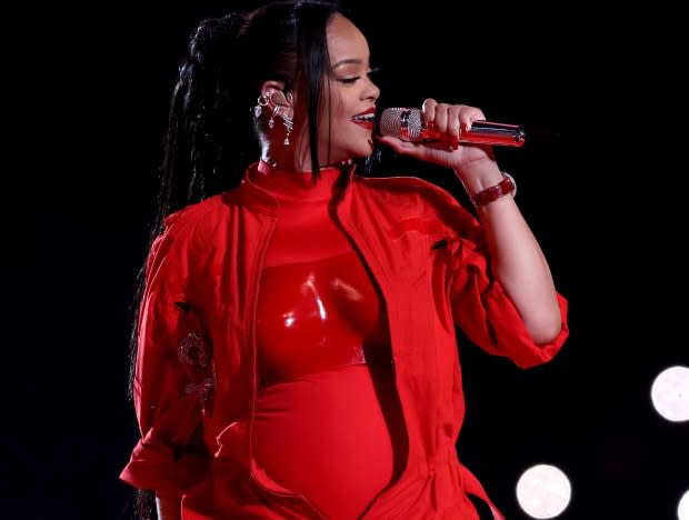 Rihanna at the Super Bowl 2023 Halftime Show<p>Gregory Shamus/Getty Images</p>