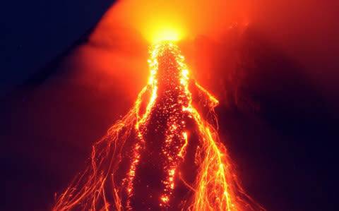 The Mayon volcano during an eruption back in 2006 - Credit:  CHERYL RAVELO/Reuters