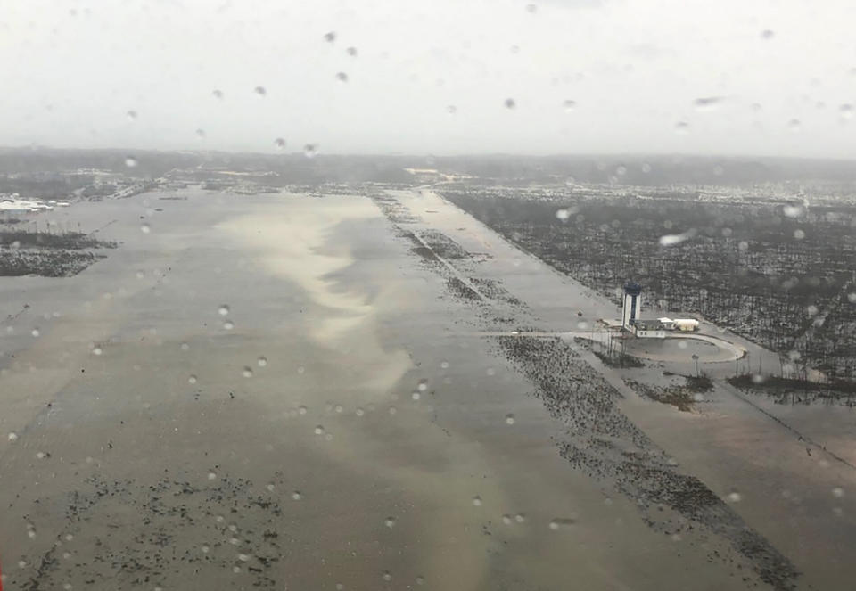 A U.S. Coast Guard photo taken Monday shows intense&nbsp;flooding on the runway of Marsh Harbour Airport, which serves the Abaco Islands.